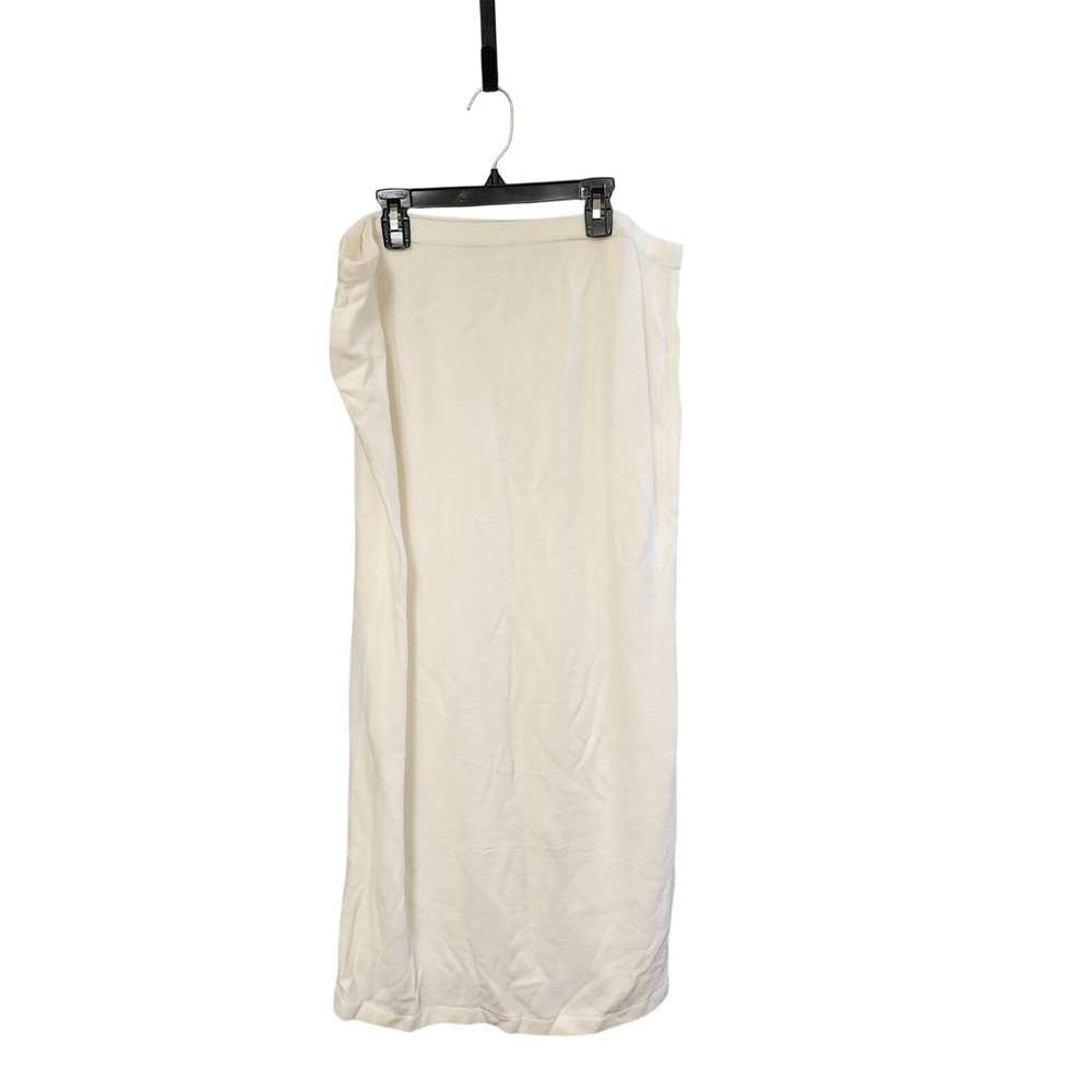 Cato Women Cream Knit Midi Skirt Size Large Off White Acrylic Elastic Waist